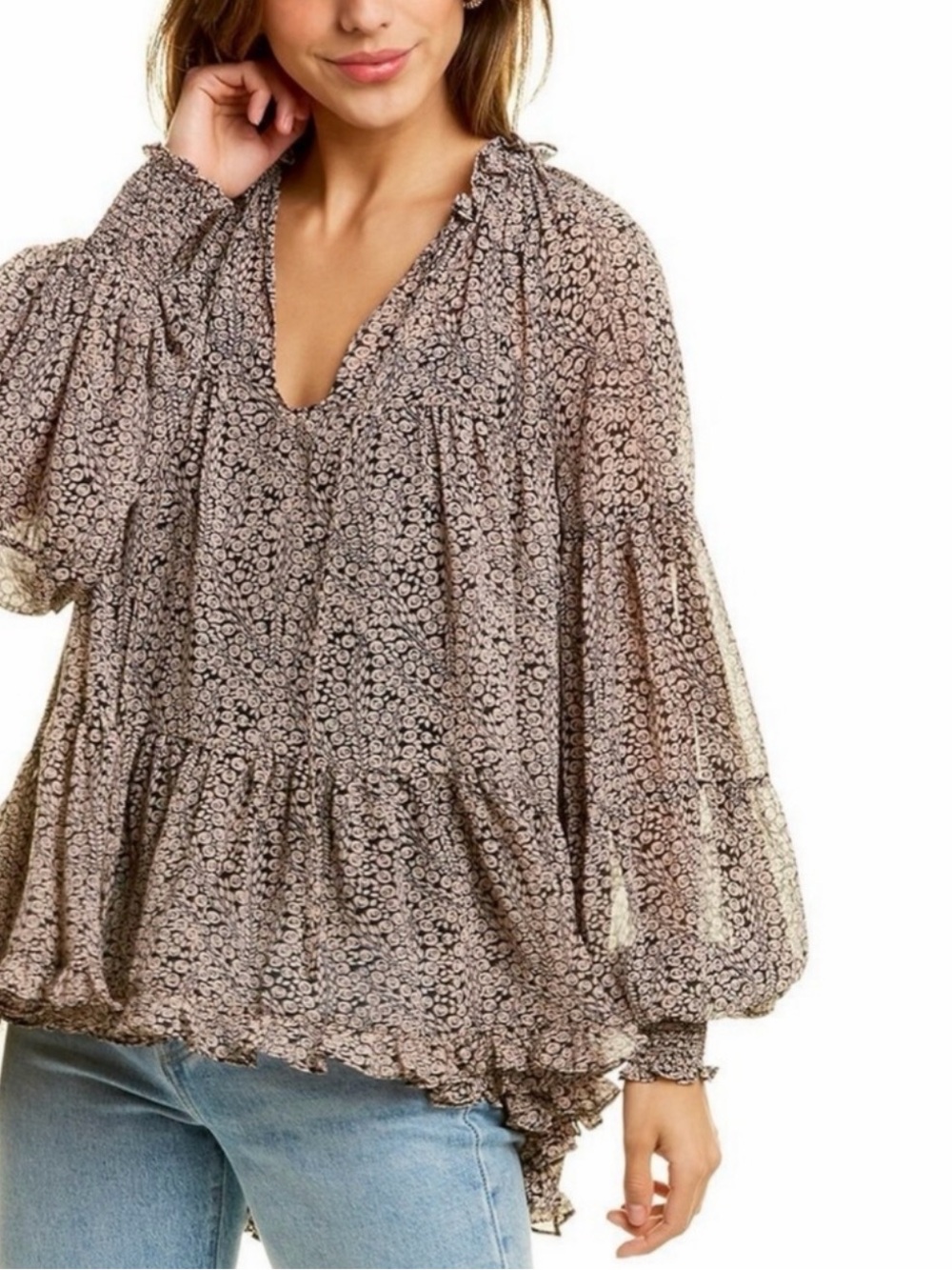 Cuba A Sept Claude Tiered Tunic, EUC sz M